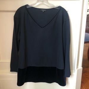 Navy velvet detailed top